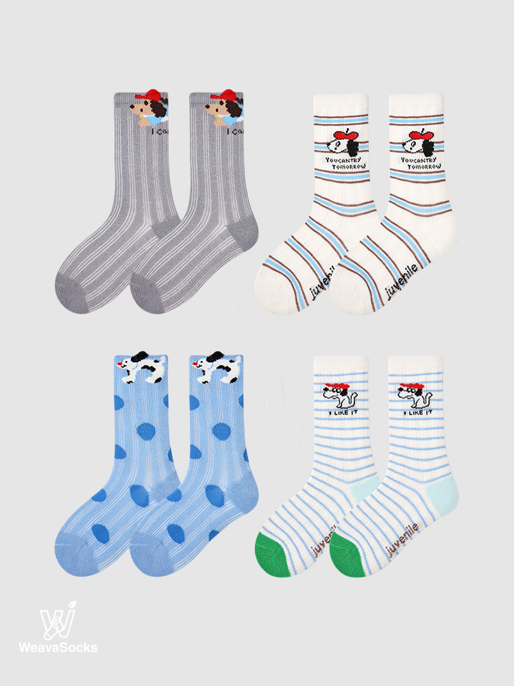 Kids' Red Cap Crew-4 Pack