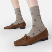 Women's Designer Artistic Botanical & Shimmer Meadow Crew Socks (3-Pack)