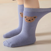 Baby’s Fuzzy Terry Bear Embroidery Socks 3-Pack