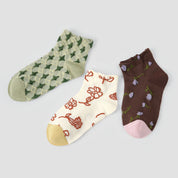 Vintage Floral Embossed Ankle Socks 3-Pack - sock set showing soft cotton comfort