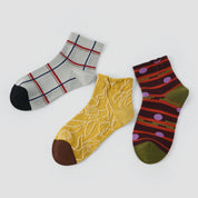Premium Jacquard Cotton Socks in Sage & Earth Tones 3-Pack