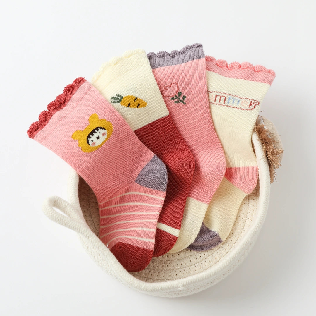 Baby’s Sweetheart & Carrot Ruffle Socks 4-Pack