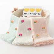 Baby & Toddler Sweet Fruit Garden Lettuce Edge Knee-High 3-Pack - sock set showing secure grip comfort