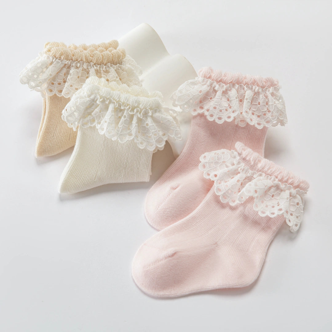 Baby’s Vintage Eyelet Lace Ruffle Cotton 3-Pack