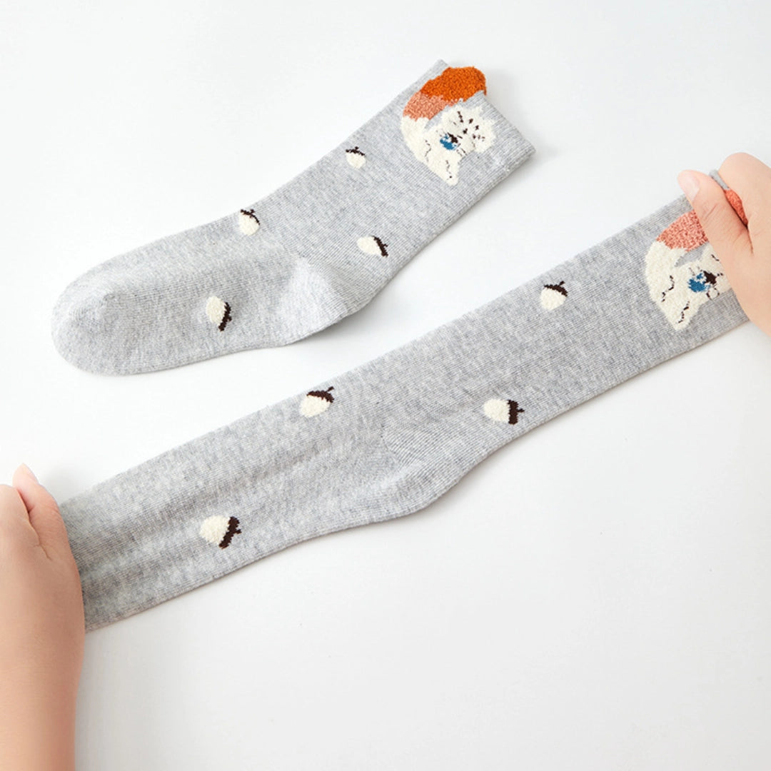 Kid‘s Winter Story 3D Lion & Scarf Cotton Socks (5-Pack)