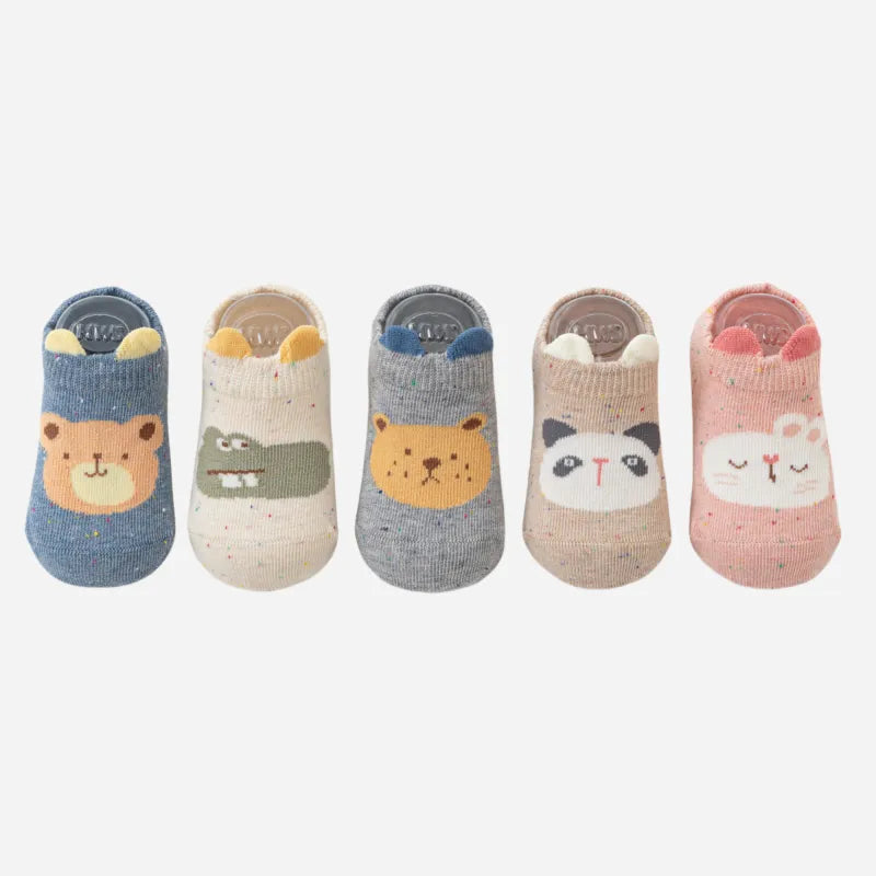 Babies' No-Show Grip Socks-5 Pairs