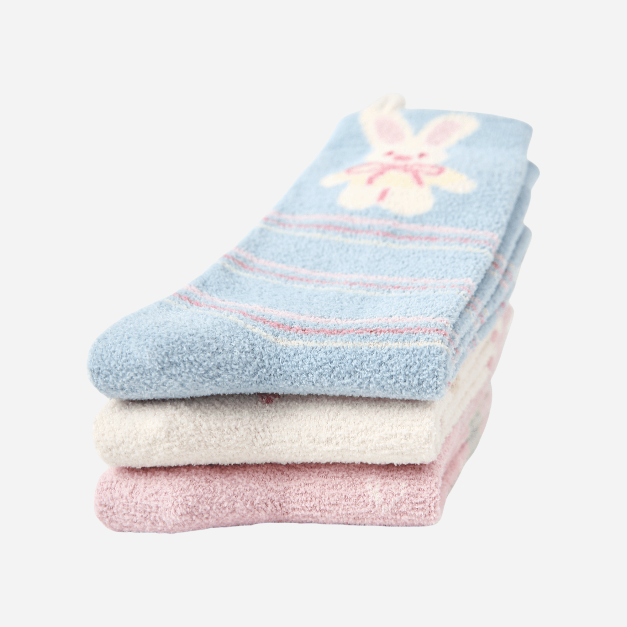 Women's Fuzzy Bunny & Bear Crew Socks - 3 pairs