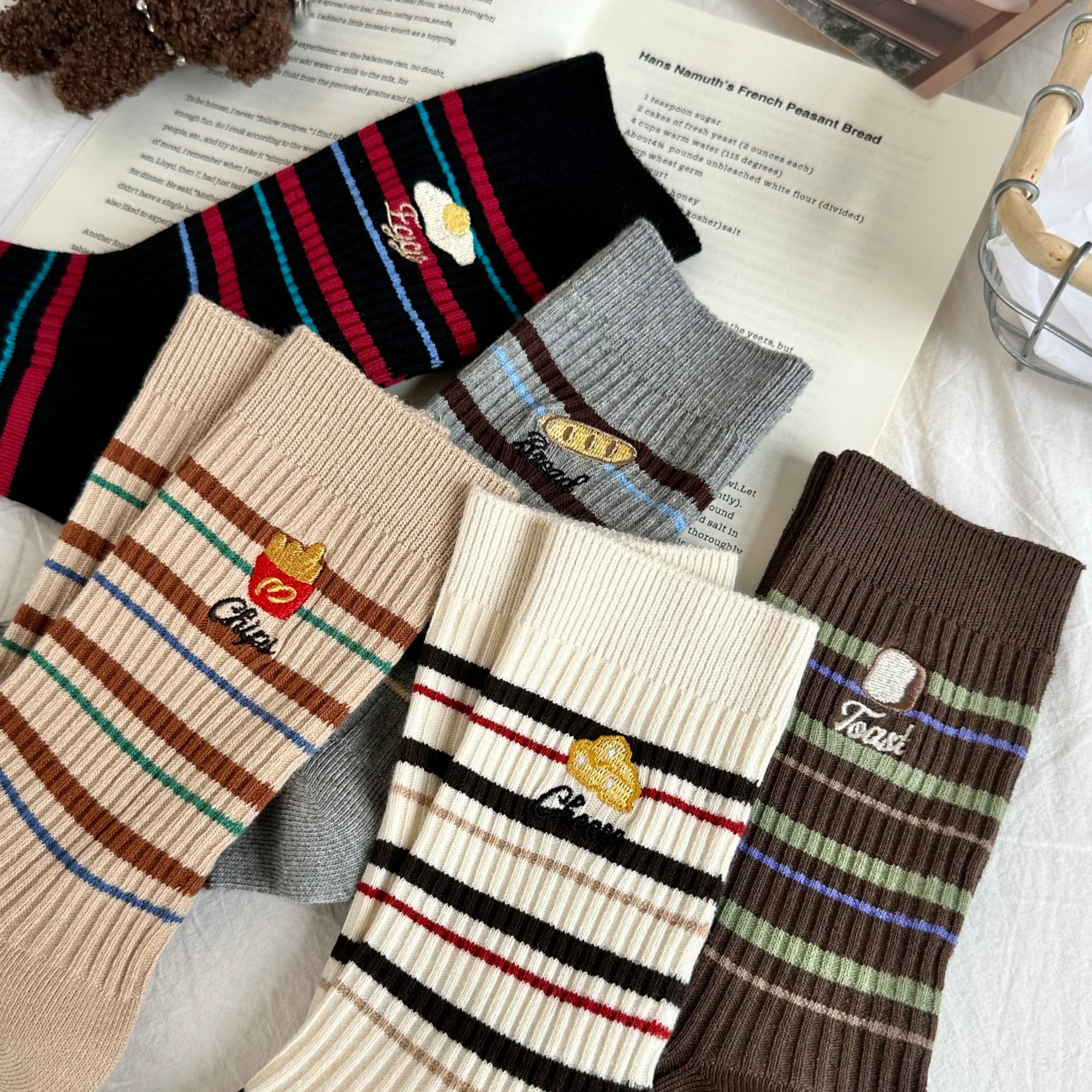 Women's Novelty Foodie Embroidered Socks - Single Pair