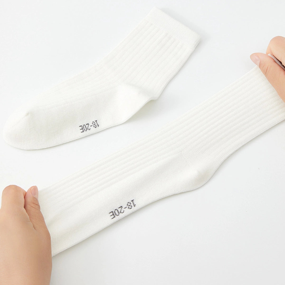 Kid‘s 97% Cotton Solid Ribbed Crew Socks 5-Pack