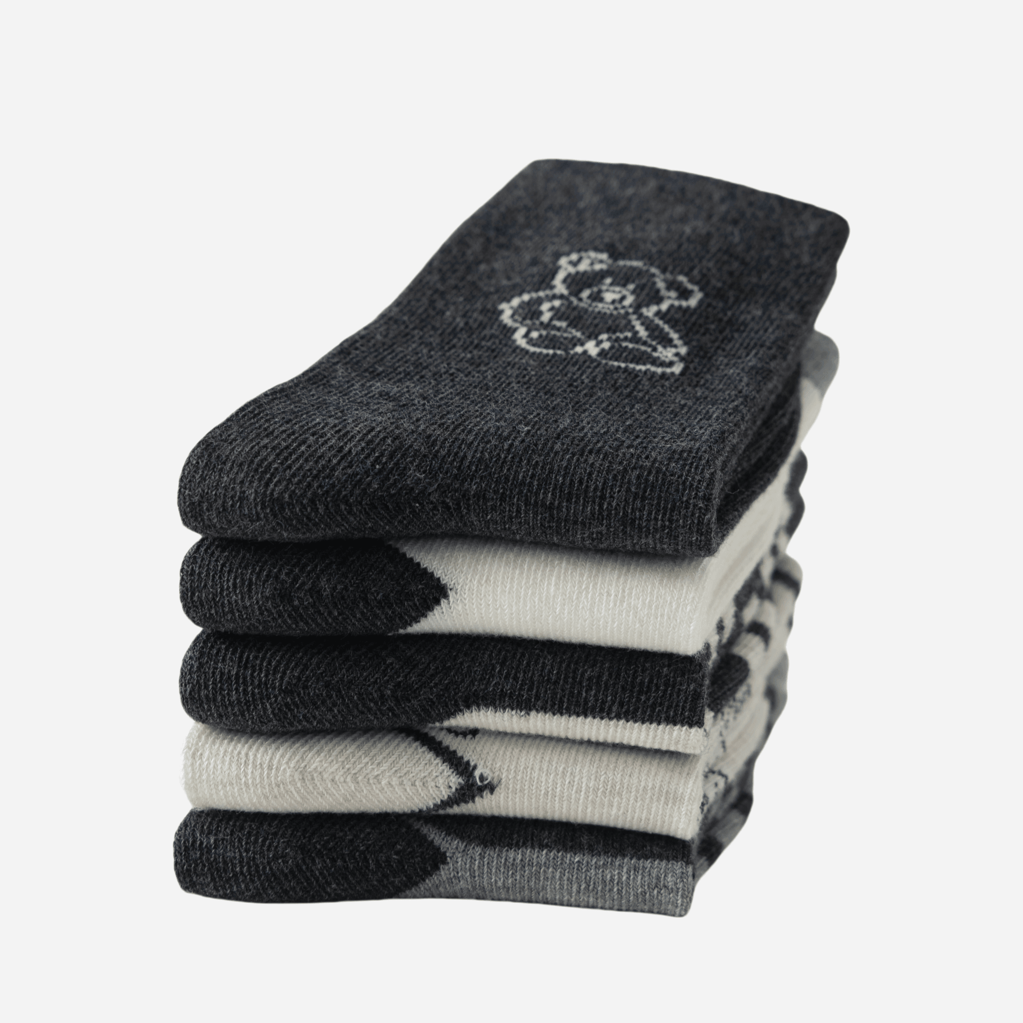 Kid's Bear & Stripe Crew Socks - 5 Pairs - Weavasocks