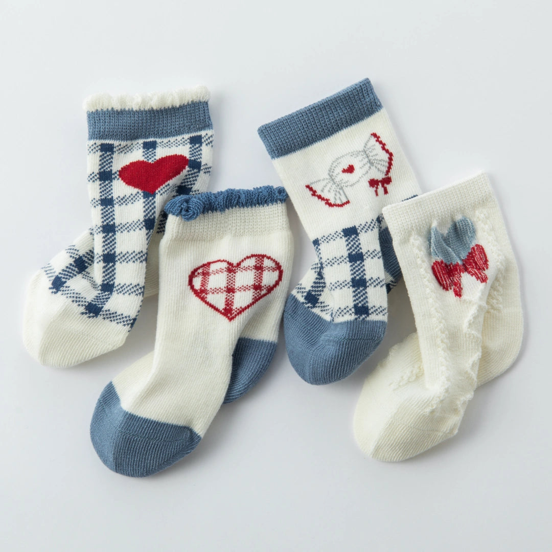 Baby’s Blue Plaid & Red Heart Love Socks 4-Pack