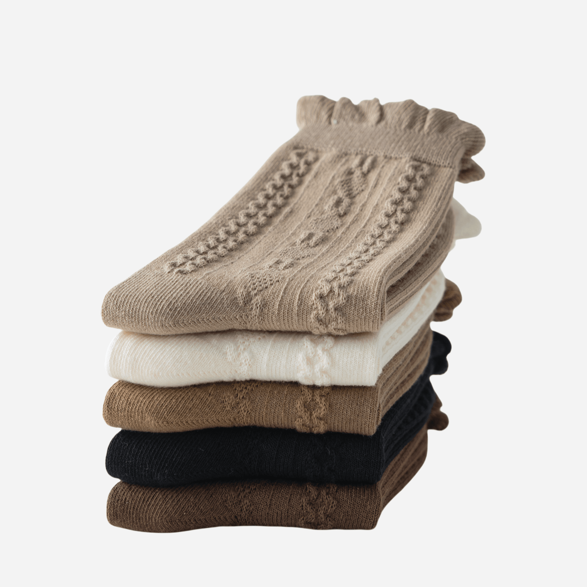 Kid's Ruffle Cable Knit Crew Socks 5 - Pairs - Weavasocks