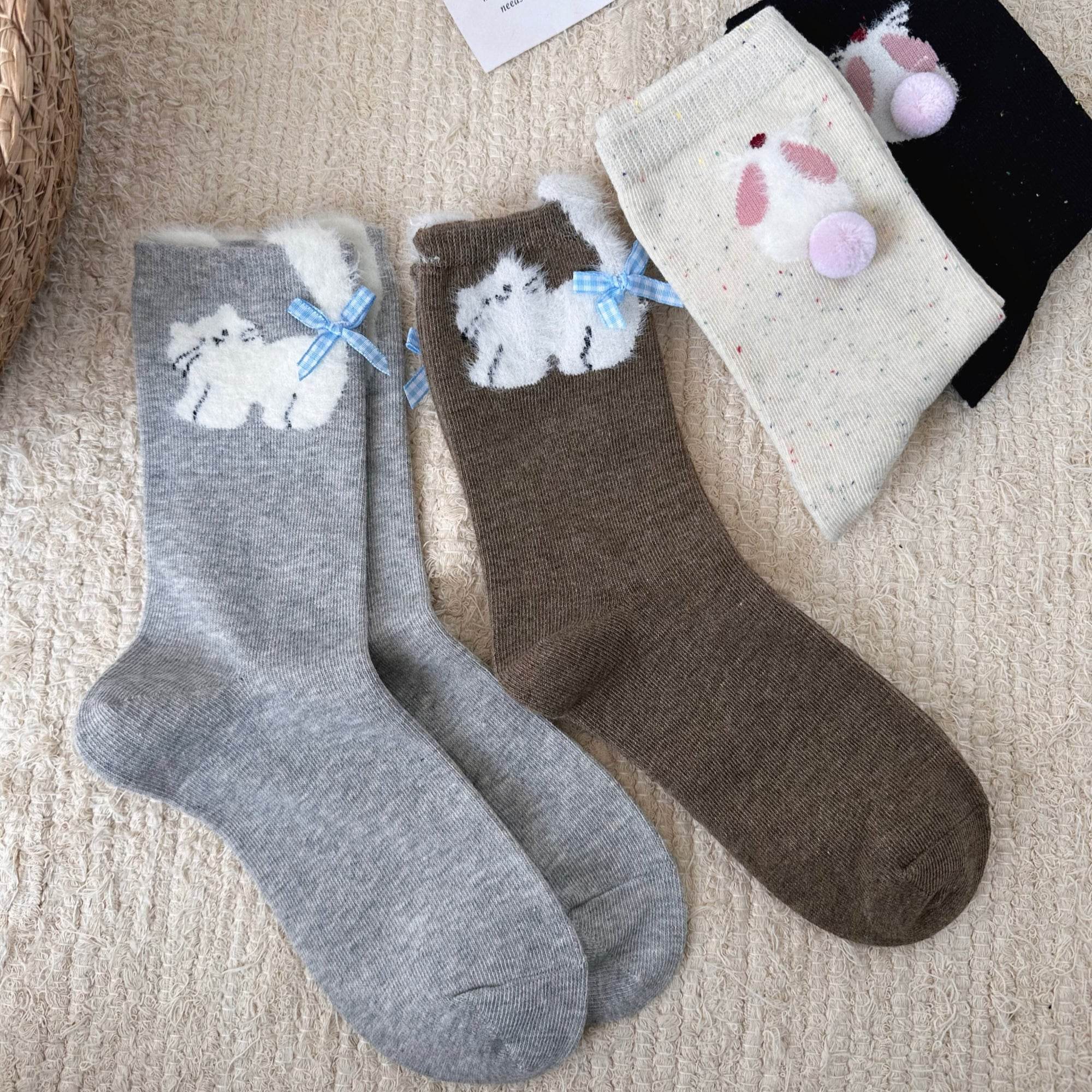 Women's Dainty Pet & Bow Crew Socks - Single Pair