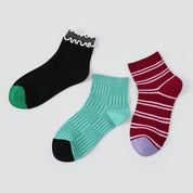 Modern Retro Artistic Textured Ankle Socks 3-Pack