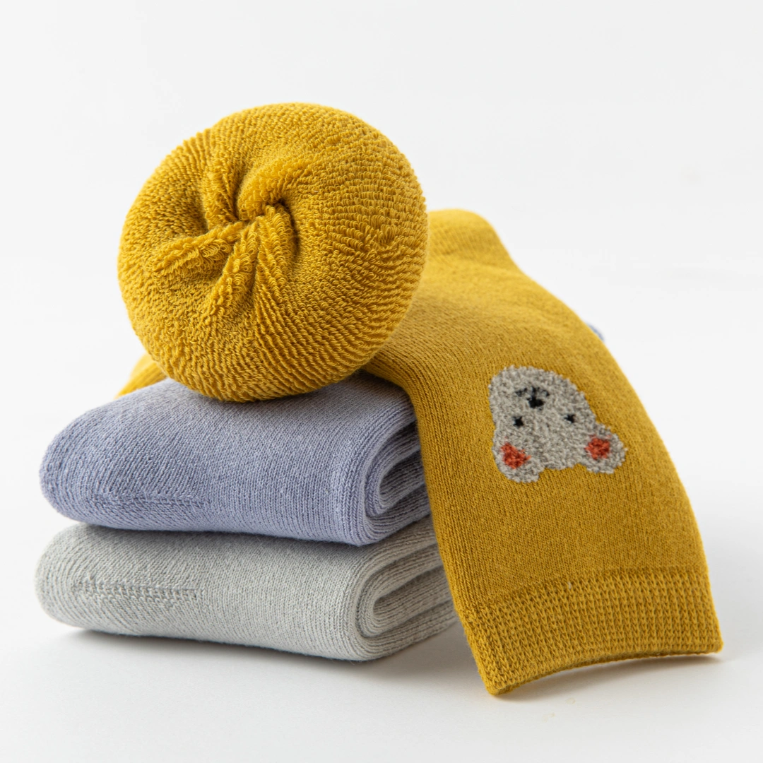 Baby’s Fuzzy Terry Bear Embroidery Socks 3-Pack