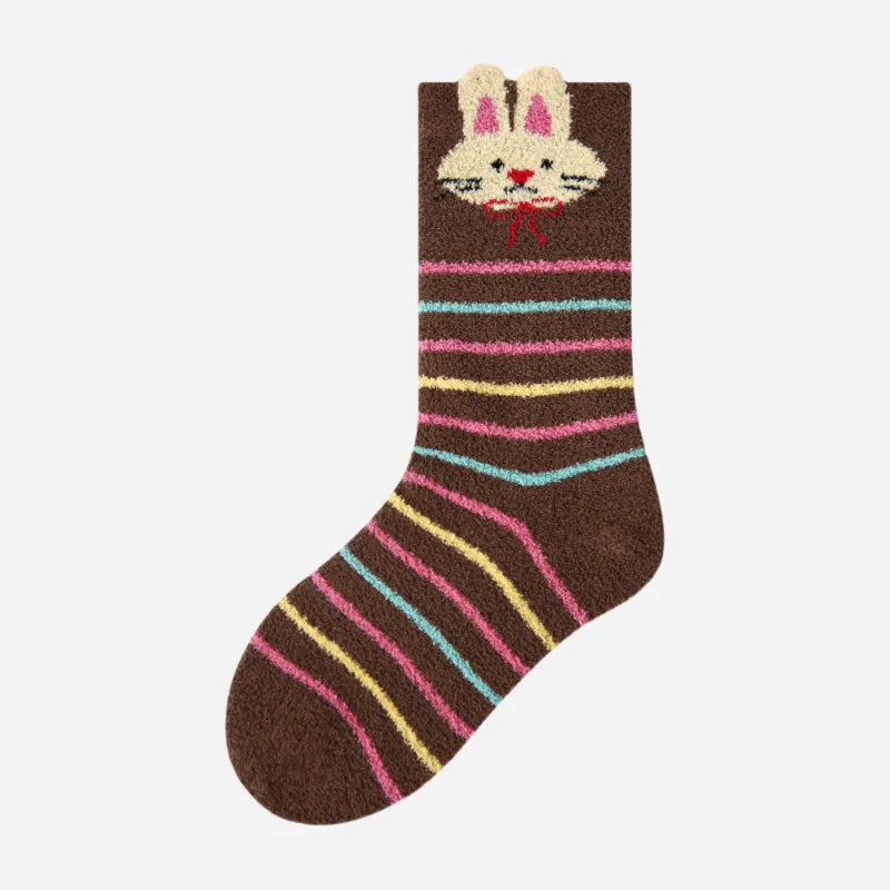 Kid's Cozy Bunny Fuzzy Socks - 4 Pairs
