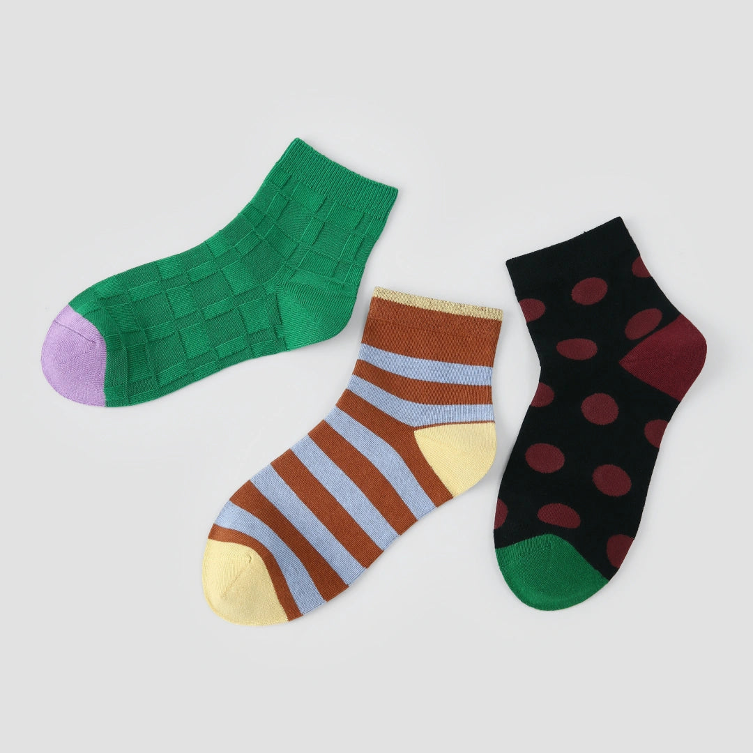 "Artisan Soul" 3D Textured Ankle Socks 3-Pack