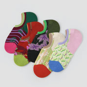 "Artisan Series" Women's 3D Jacquard No-Show Socks 5-Pack - sock set showing secure grip comfort