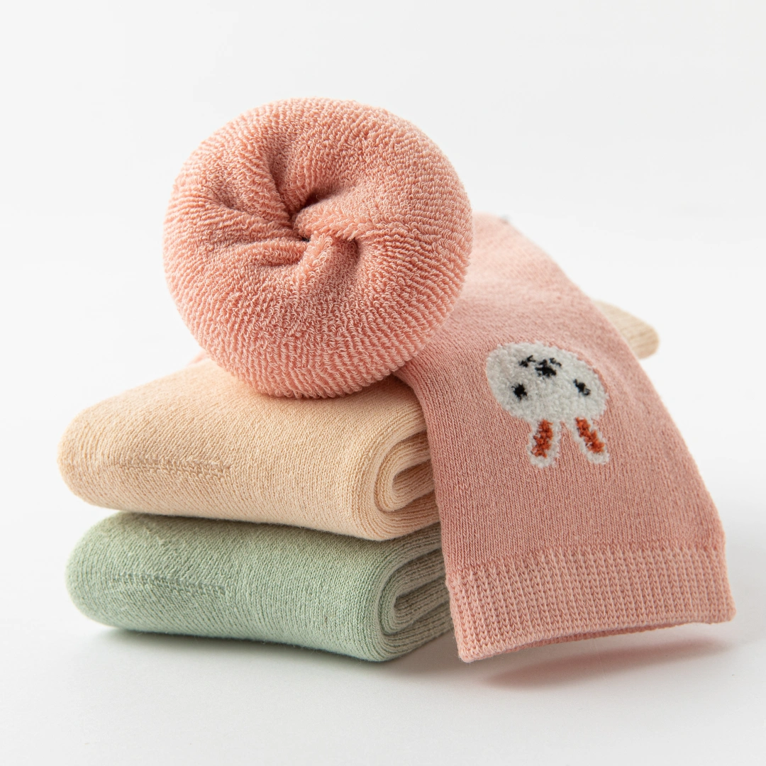Baby’s Fuzzy Terry Rabbit Embroidery Socks 3-Pack