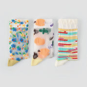 Aura Abstract Geometric Sheer Socks 3-Pack - sock set showing secure grip comfort