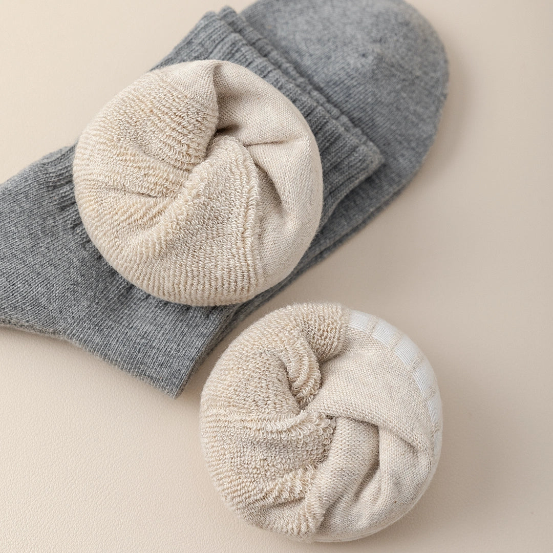 Men's Heather Terry Cushion 92% Cotton Quarter Socks - product photo showing cushioned comfort