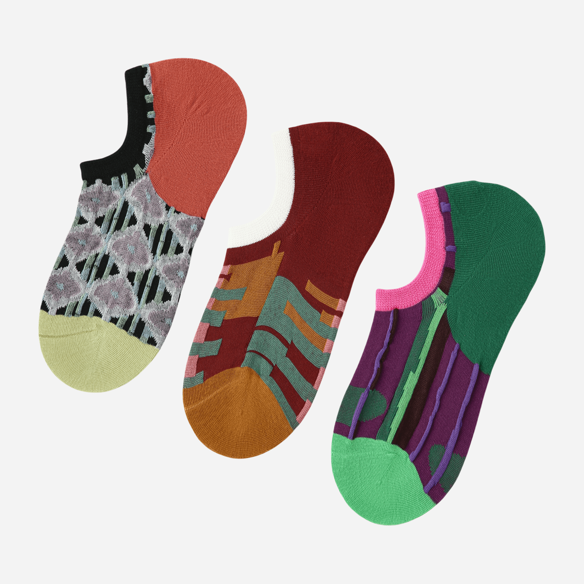 Women's Abstract Pattern No-show Socks - 3 Pairs