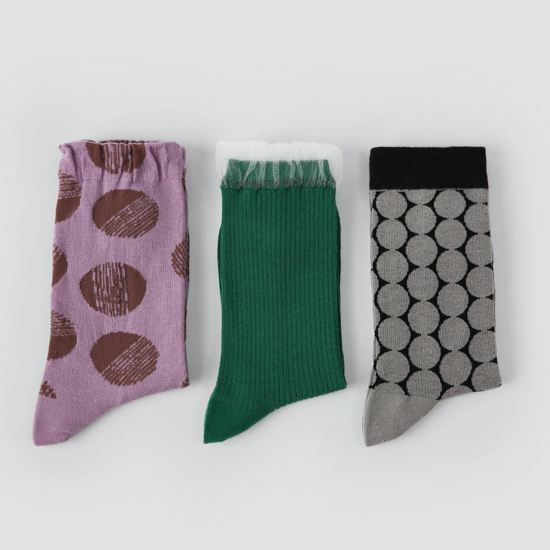 Women's Geometric Mesh Crew Socks (3-Pack) - sock set showing breathable mesh comfort