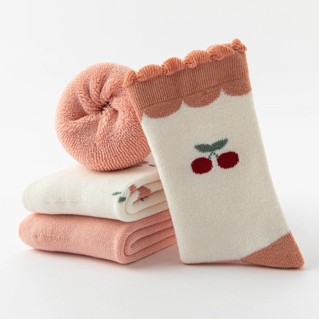 Baby’s Sweet Cherry Winter Thick Terry Socks 3-Pack