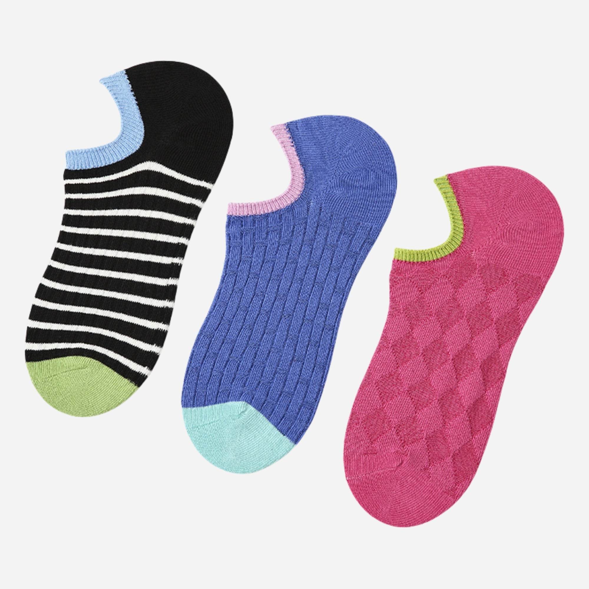 Women's Mixed Texture No-Show Socks - 3 Pairs