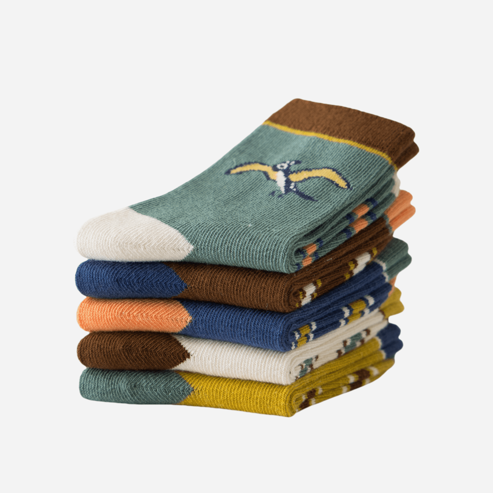 Kid's Retro Dinosaur Crew Socks - 5 Pairs - Weavasocks