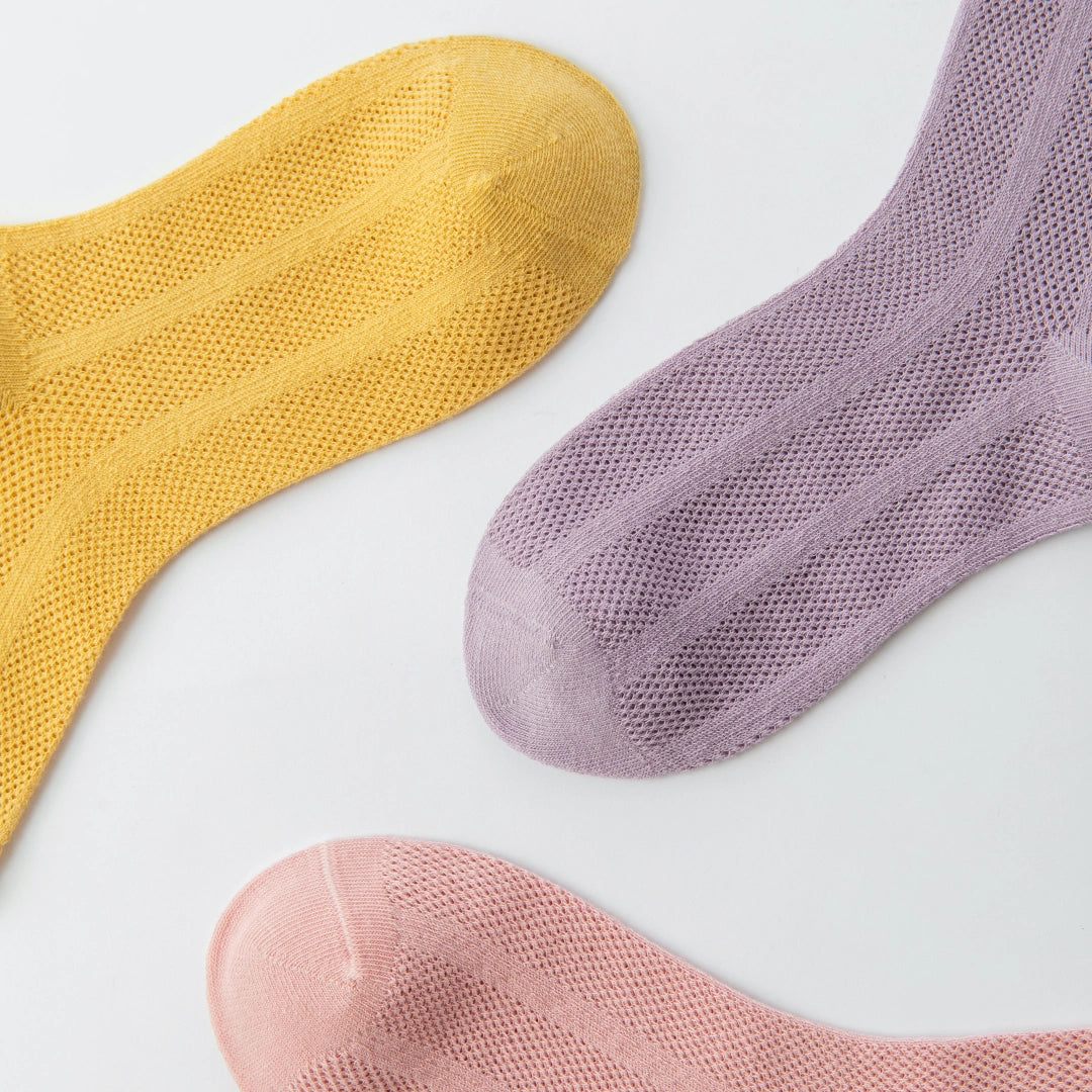 Kids' Organic Cotton Mesh Quarter Socks (4-Pack) - sock set showing breathable mesh comfort