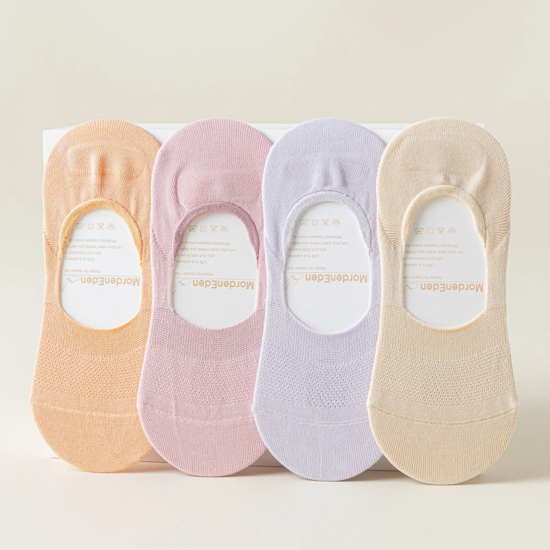 Women's 95% Cotton Ultra-Thin Mesh No-Show Socks - product photo showing breathable mesh comfort