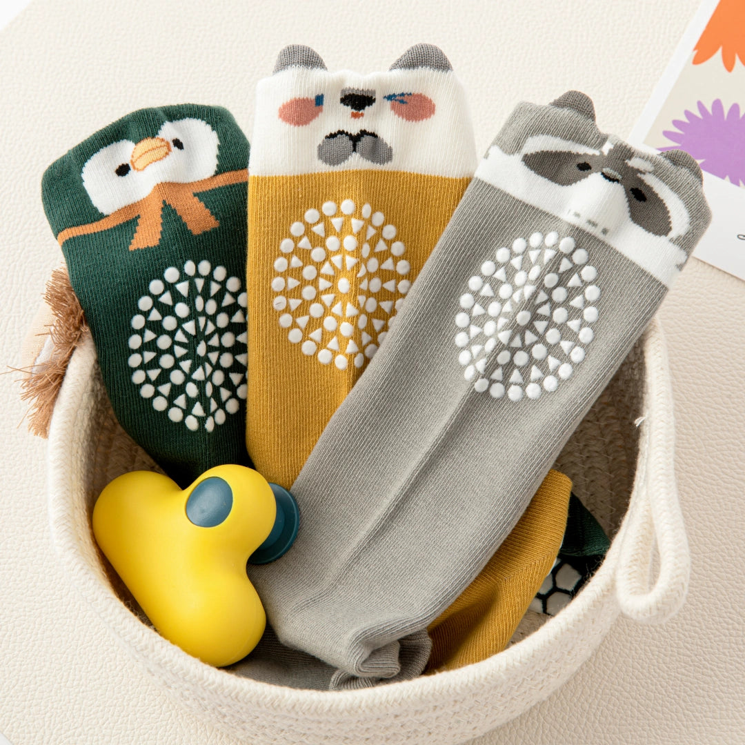 Baby’s Anti-Slip Knee Pad Crawling Socks 3-Pack