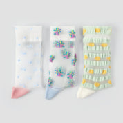 Aura Wave Retro Sheer Graphic Socks 3-Pack - sock set showing secure grip comfort