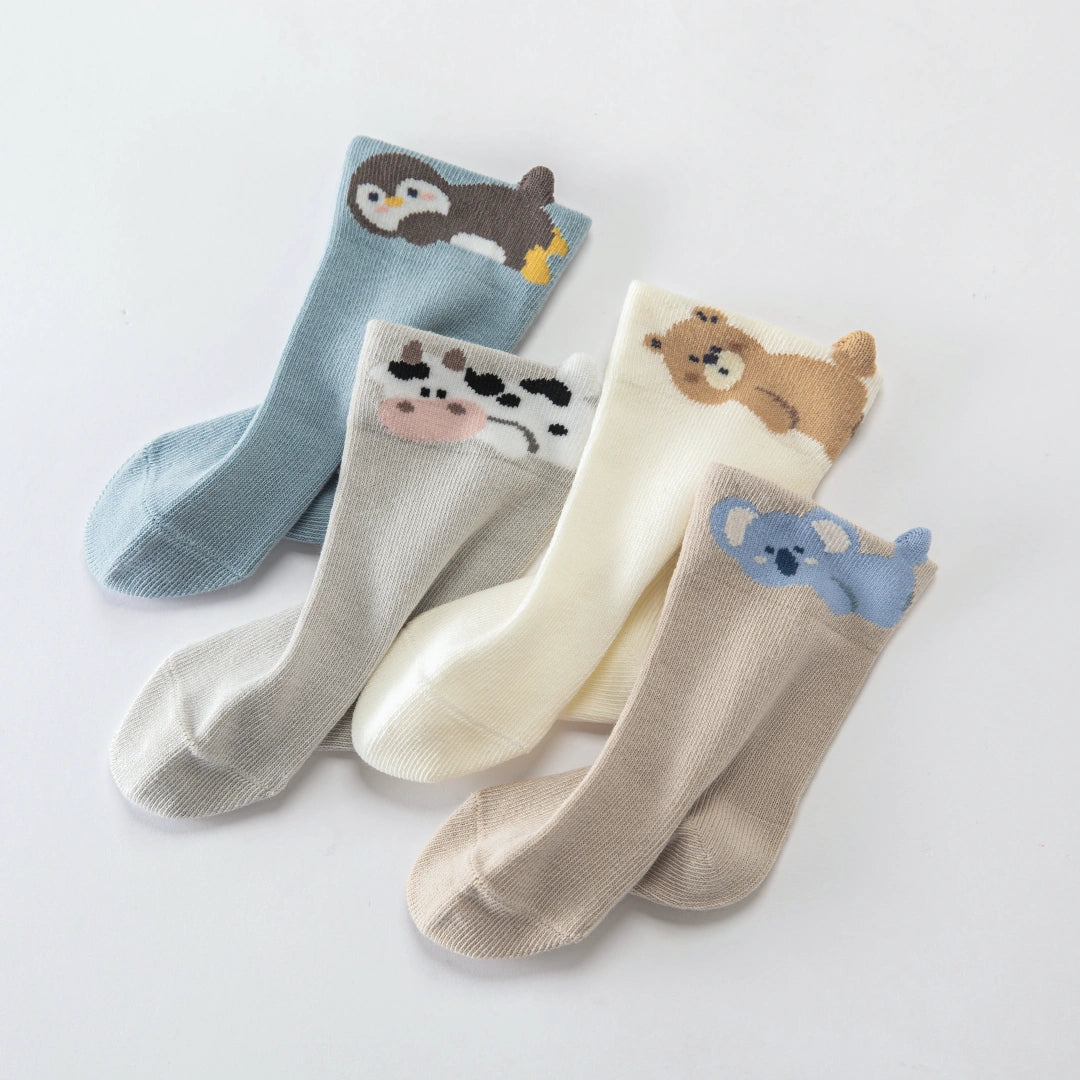 Baby’s Ultra-Soft Baby Cotton Animal Socks 4-Pack