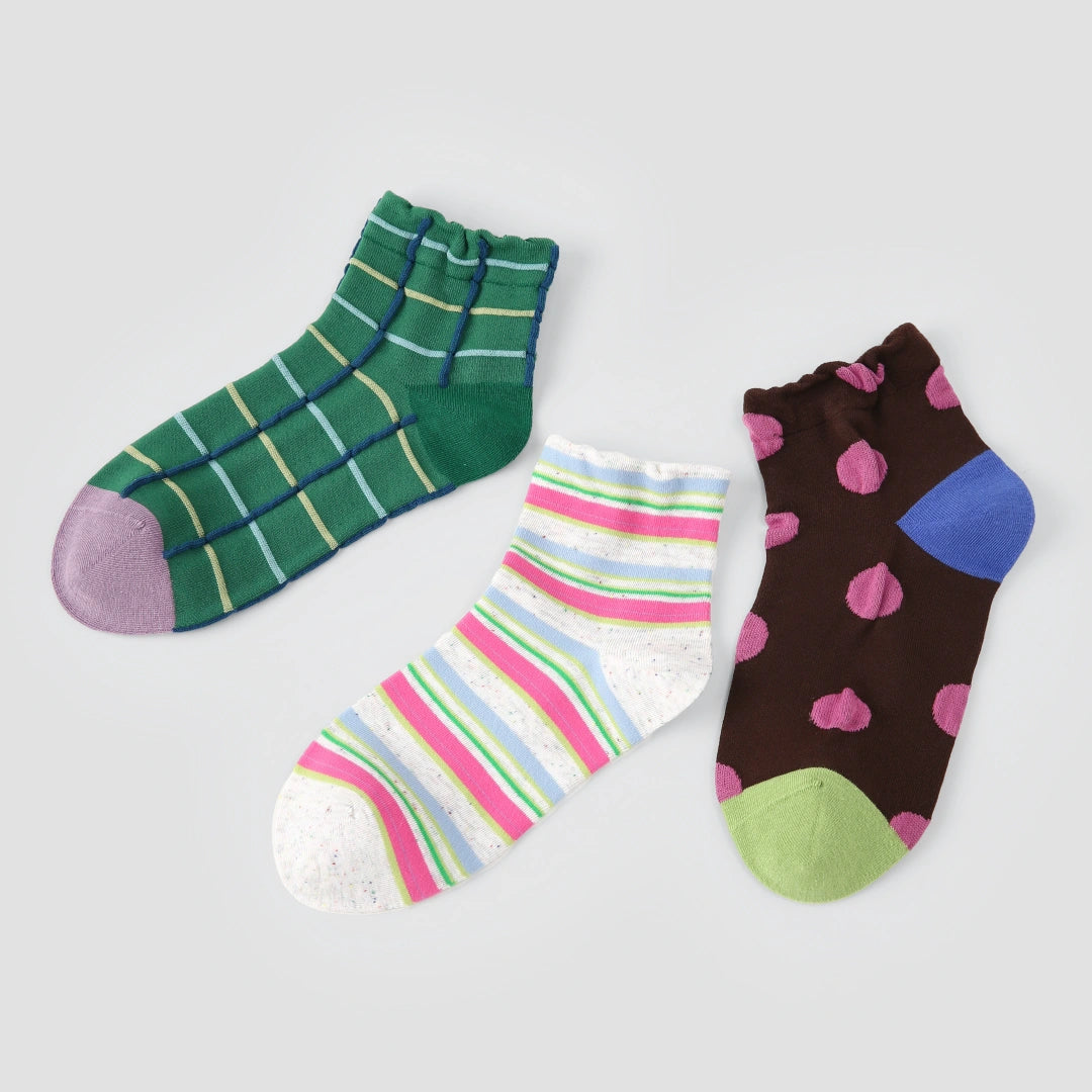 Chromatic Vision 3D Textured Ankle Socks 3-Pack