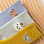 Baby’s Fuzzy Terry Bear Embroidery Socks 3-Pack