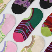 "Artisan Series" Women's 3D Jacquard No-Show Socks 5-Pack - sock set showing secure grip comfort