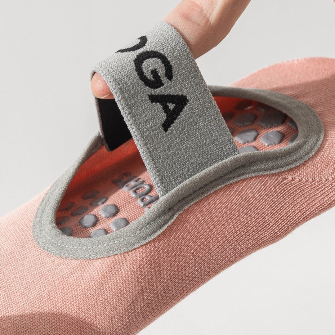 Women's Mercerized 92% Cotton Pilates Socks - product photo showing secure grip comfort