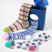 Aura Prism Creative Sheer Art Socks 3-Pack - sock set showing secure grip comfort