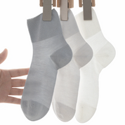 Men's Silk & Modal Non-Binding Loose Cuff Cooling Socks - detail photo showing modal and mulberry silk comfort