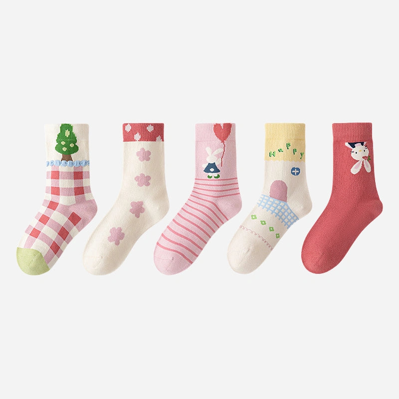 Kid‘s Garden Picnic Cotton Crew Socks 5-Pack