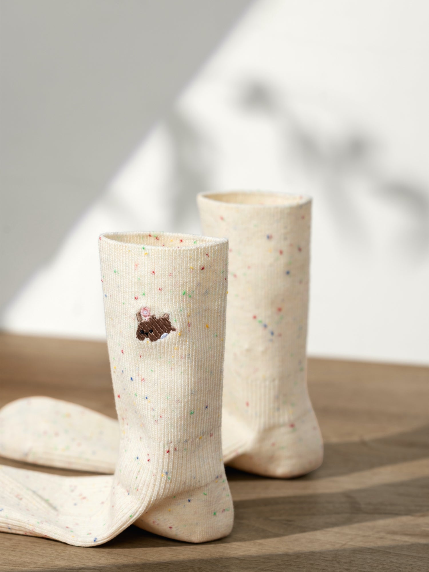 Women's Cotton Crew Socks Embroidery-5 Pack