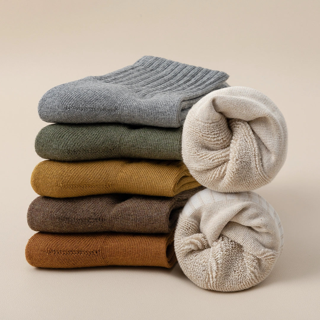 Men's Heather Terry Cushion 92% Cotton Quarter Socks - product photo showing cushioned comfort