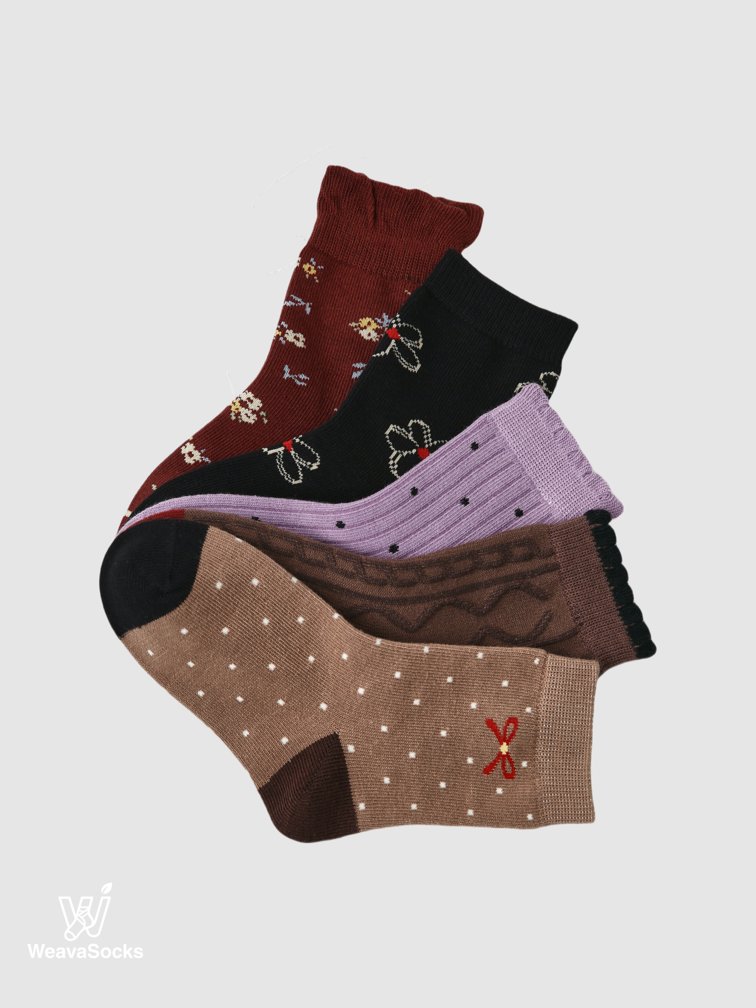 Kids' Plum Cocoa Bowties-5 Pack