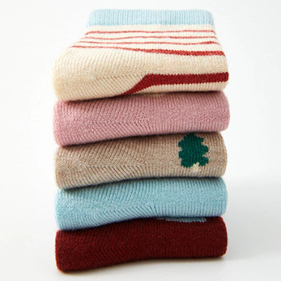 Kids' Winter Wool Blend Thermal Crew Socks 5-Pack