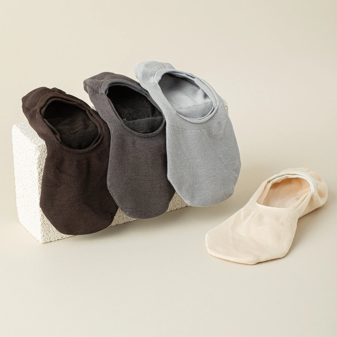 Men's Mulberry Silk & Modal Ultra-Thin No-Show Socks - product photo showing modal and mulberry silk comfort