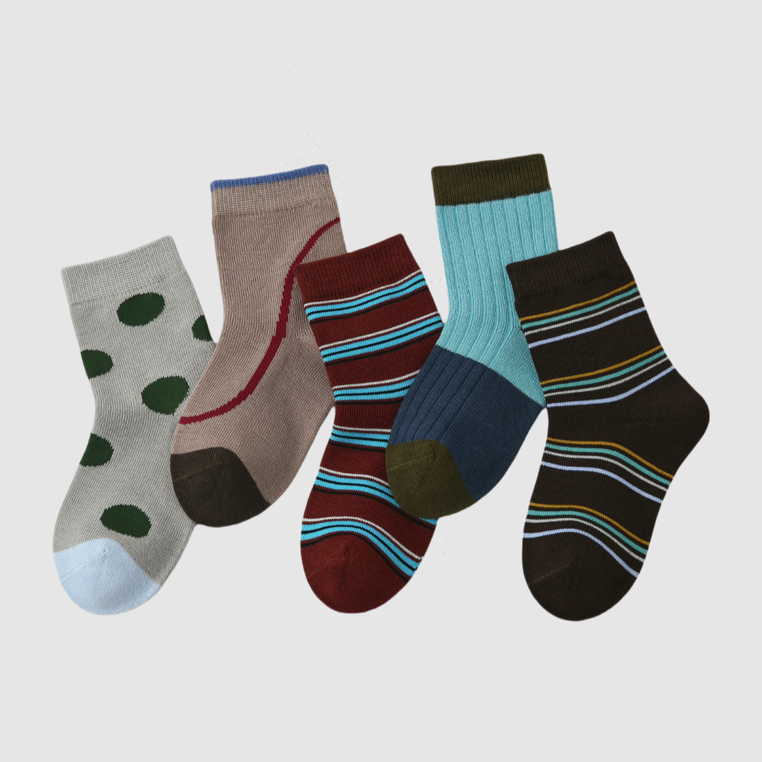 Kids' Mocha Speckle & Stripe-5 Pack