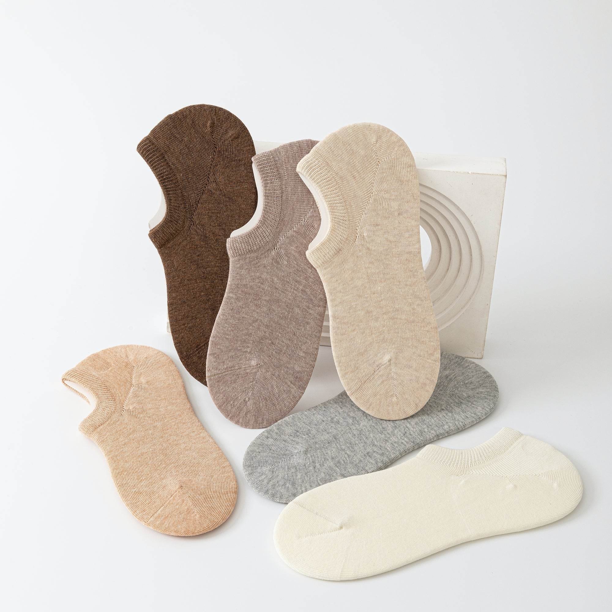 Women's Non-Slip Combed Cotton No-Show Socks - 6 Pairs