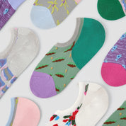 "Vivid Rhythm" Women's 3D Jacquard No-Show Socks 5-Pack - sock set showing secure grip comfort